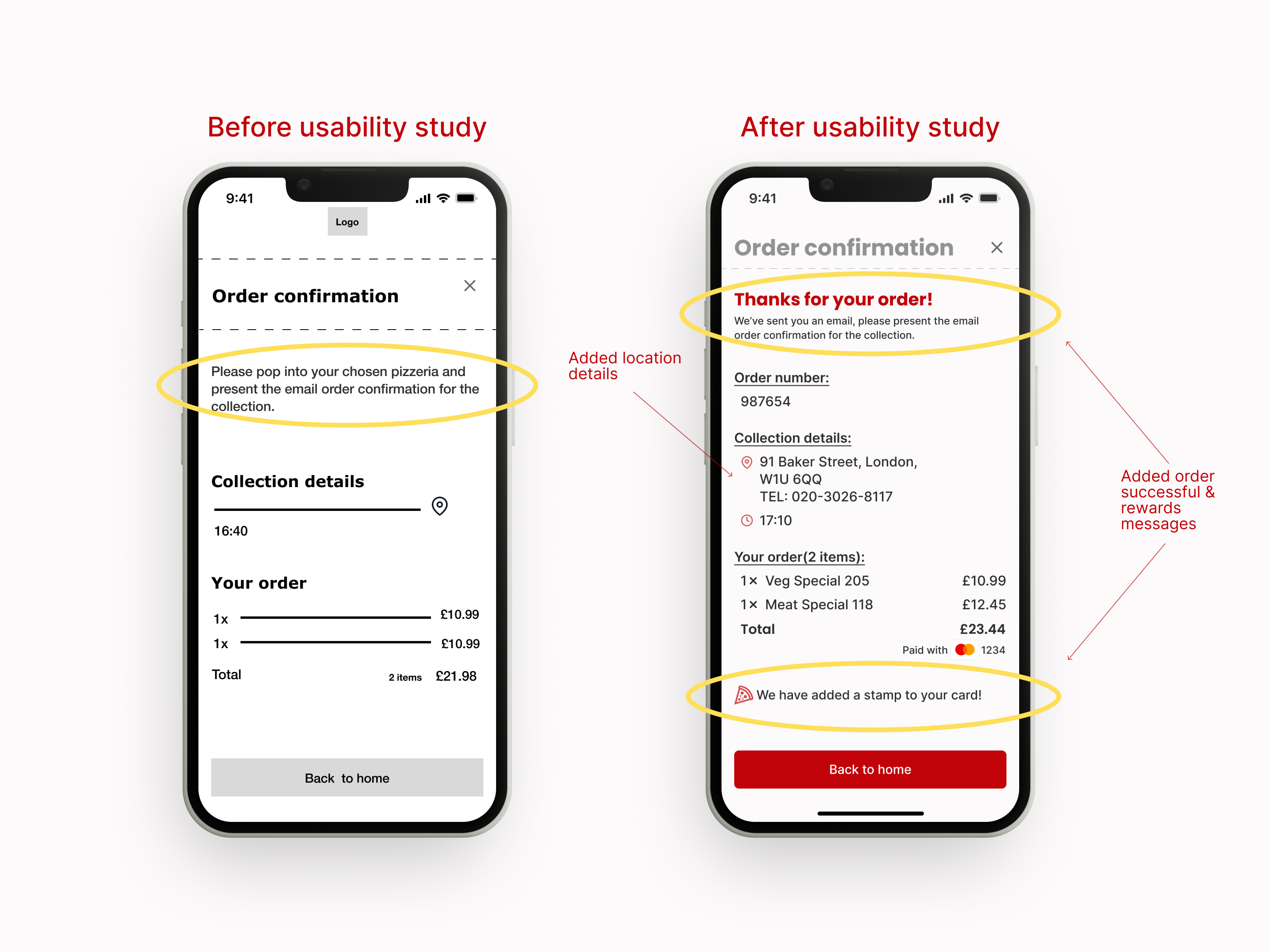 order confirmation feature